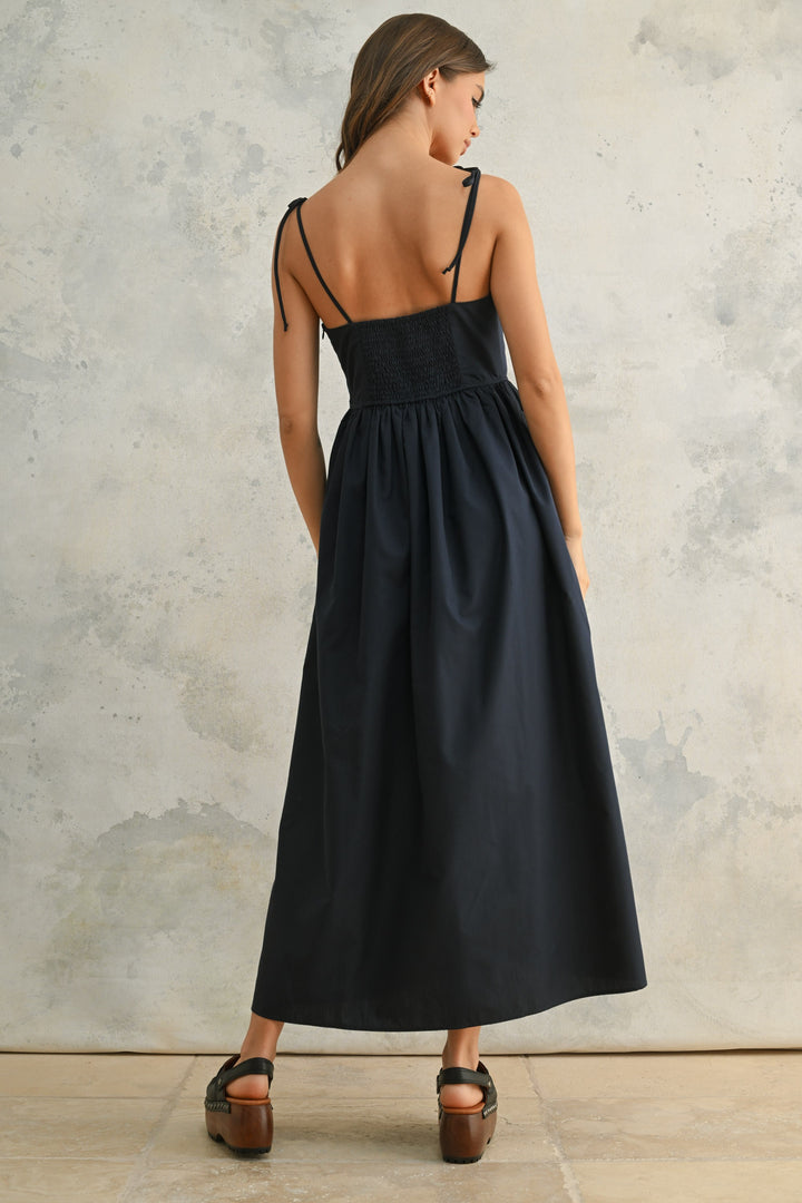 Brie Bow Tie Dress - Navy