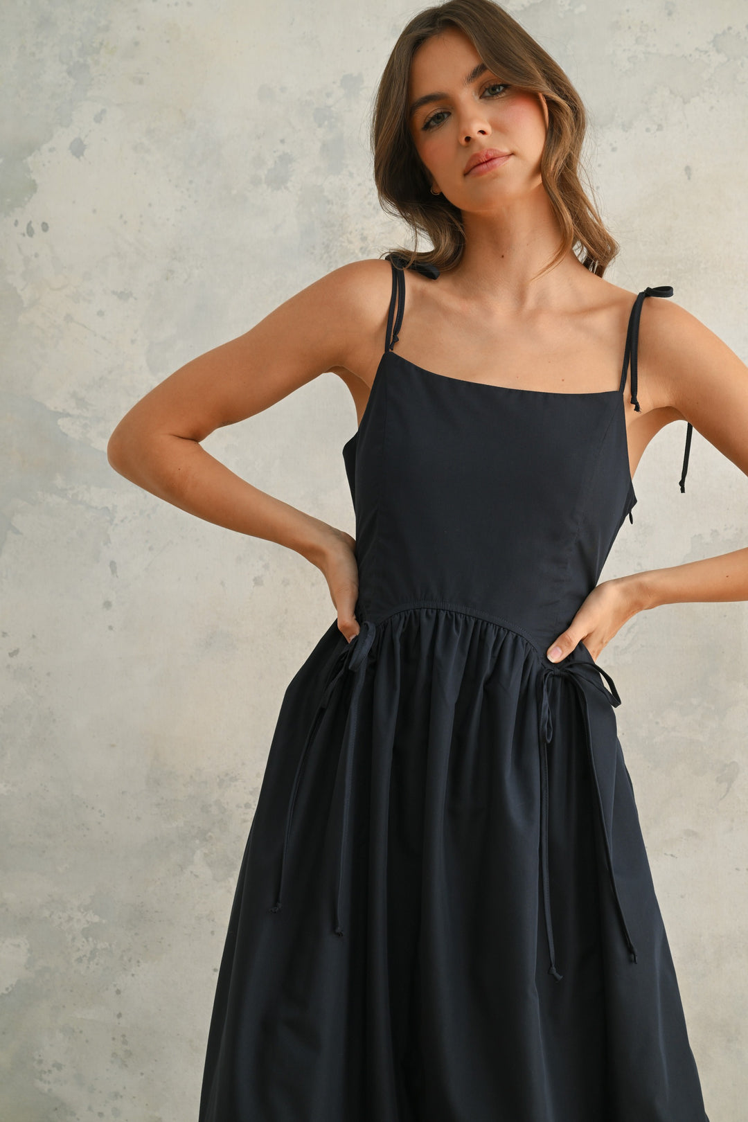 Brie Bow Tie Dress - Navy