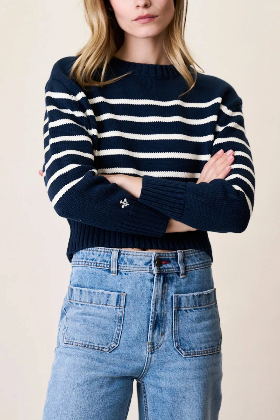 Lake Sweater - Navy/Ivory Stripe