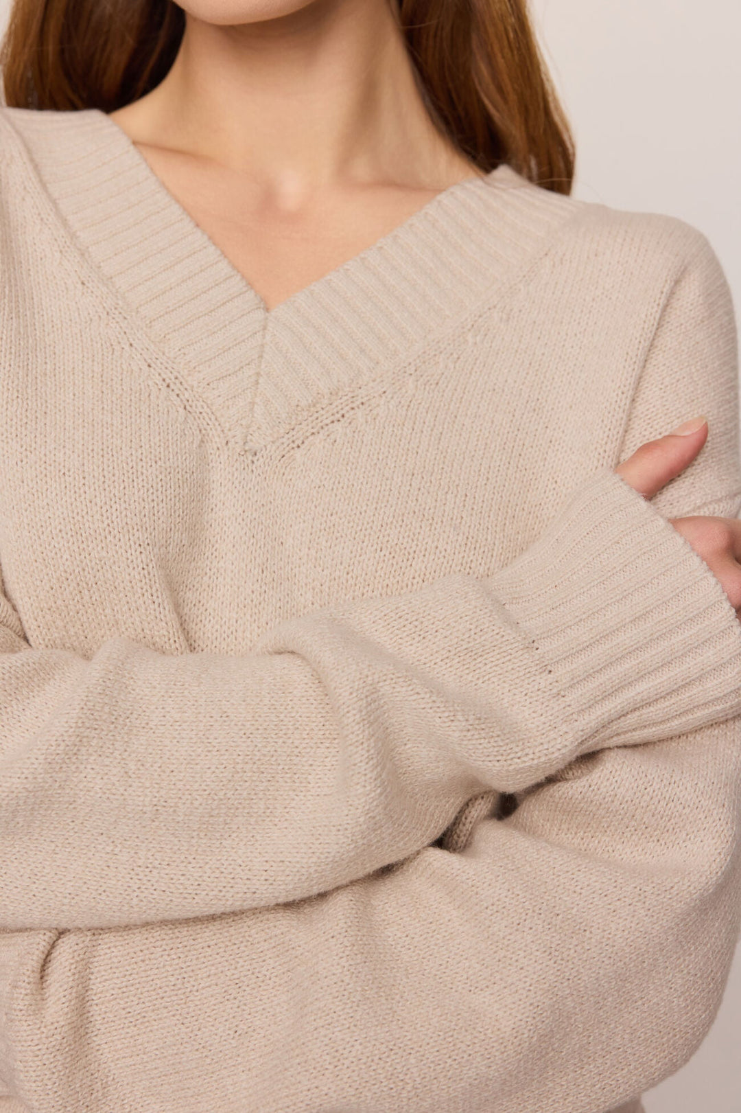 Cloud Spun V-Neck Sweater - Frosted Pearl