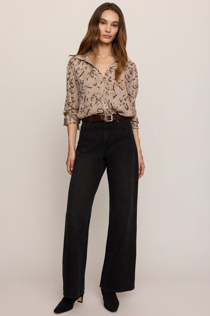 Golden Haven Snake Button Up - Frosted Pearl