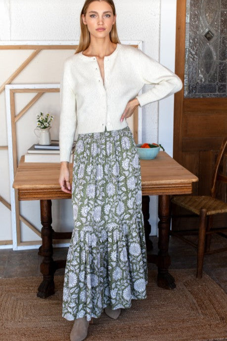 Shirred Skirt - Arles Gothic Olive