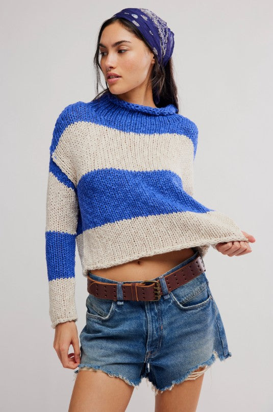 Opal Rugby Stripe Sweater - Cobalt