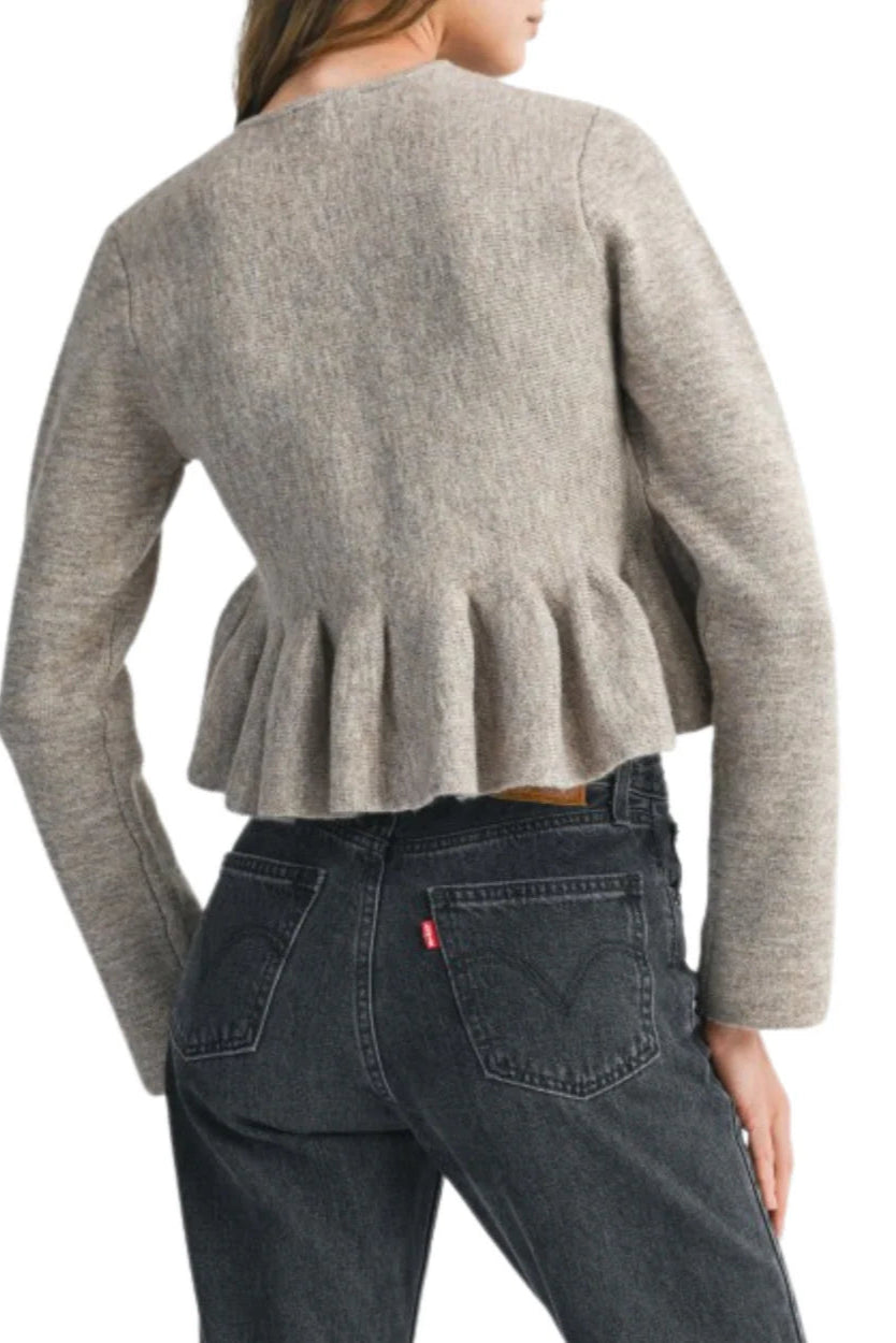 Briah Peplum Cardigan - Lt Mocha