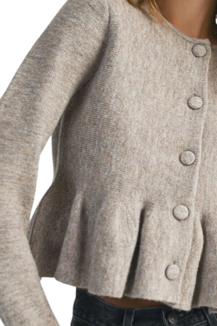Briah Peplum Cardigan - Lt Mocha
