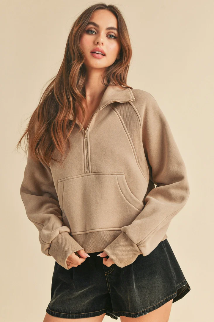 Piper Half Zip Pullover - Oat