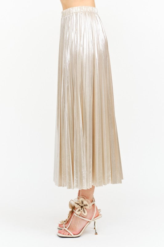 Alessandra Champagne Pleated Skirt