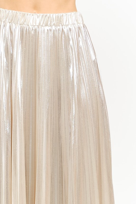 Alessandra Champagne Pleated Skirt