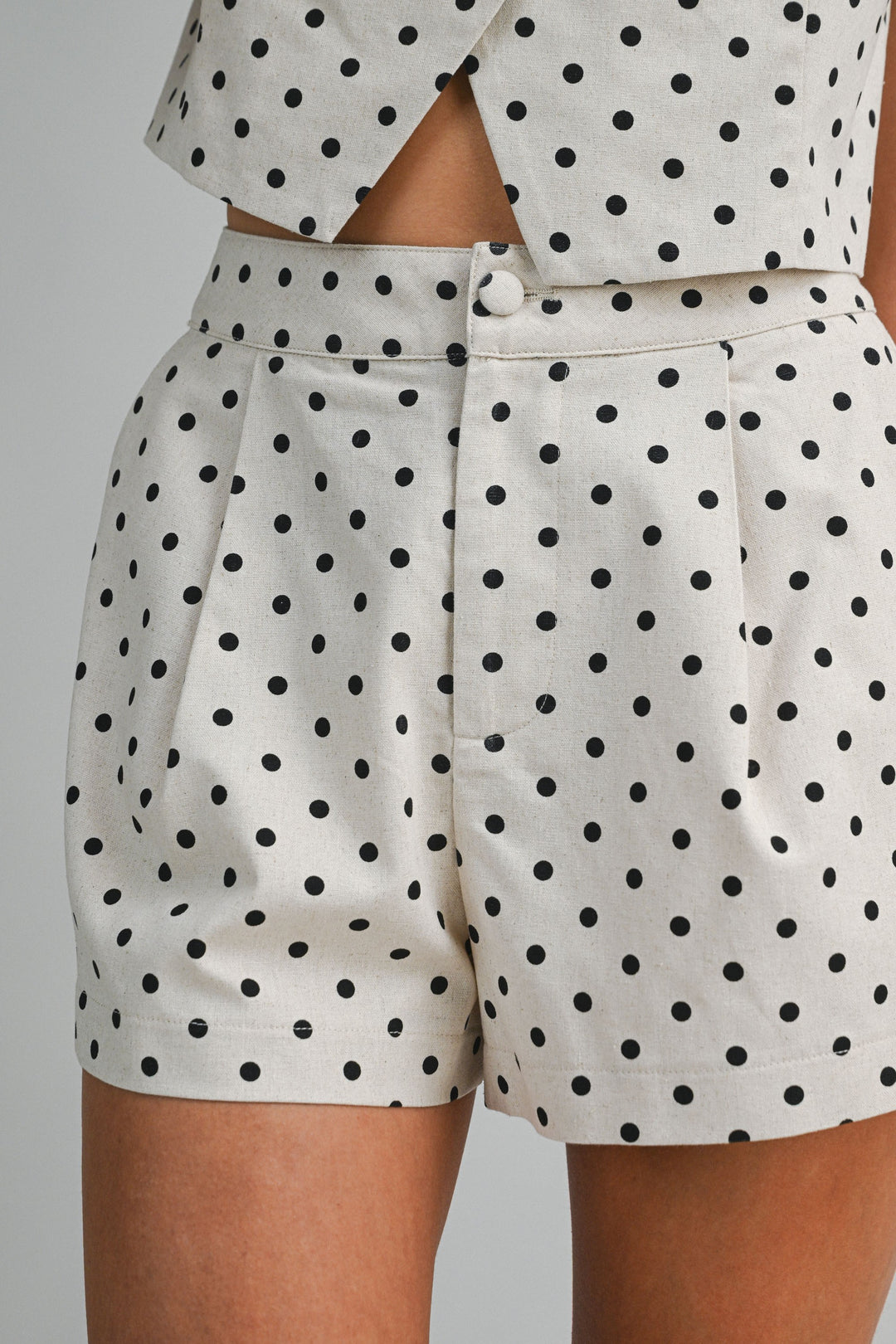 Lilly Linen Mix Polka Dot Shorts Set