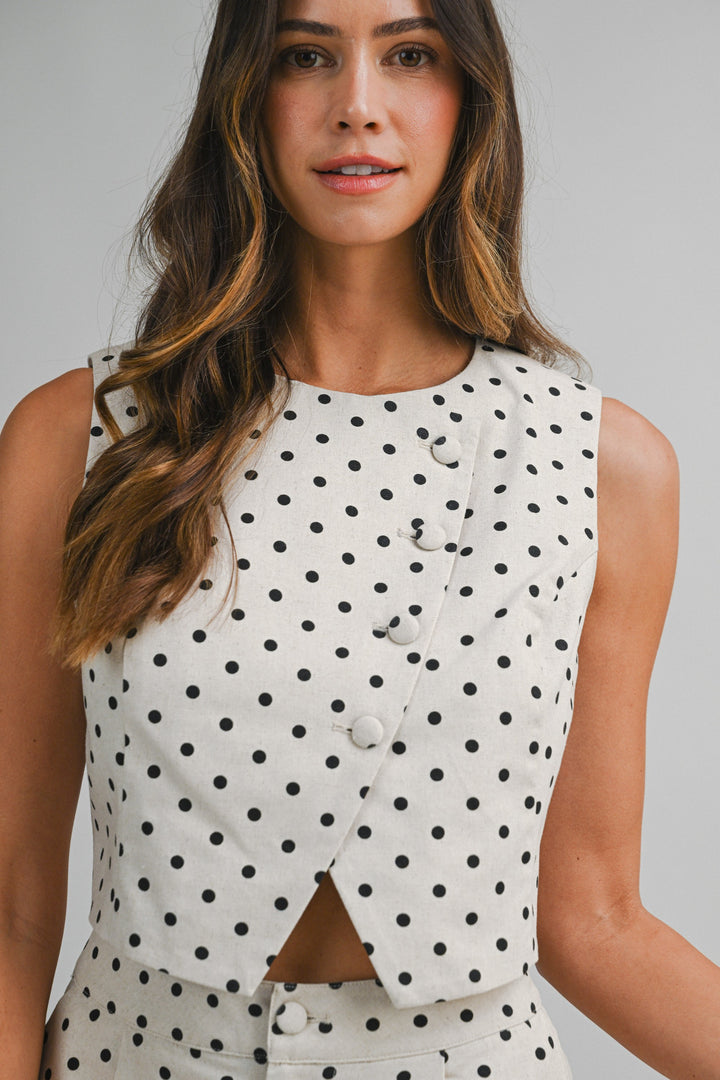 Lilly Linen Mix Polka Dot Shorts Set