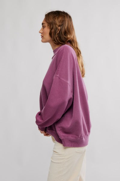 Palm Springs Mock Neck Fleece Sweatshirt - Damson