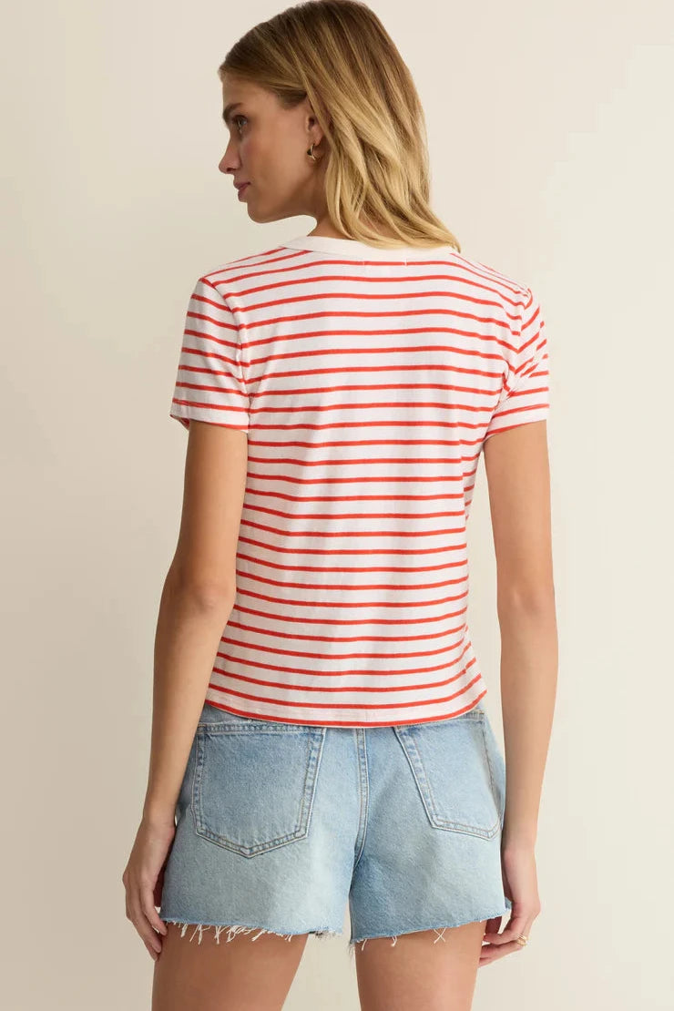 Junie Striped Tee - Lychee