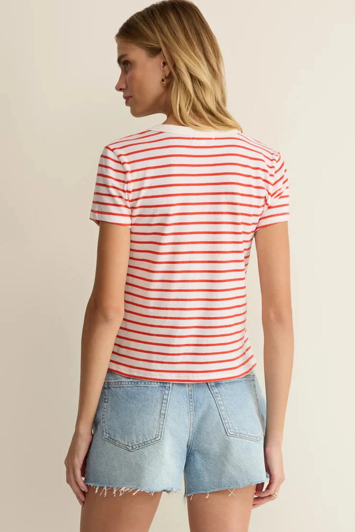 Junie Striped Tee - Lychee