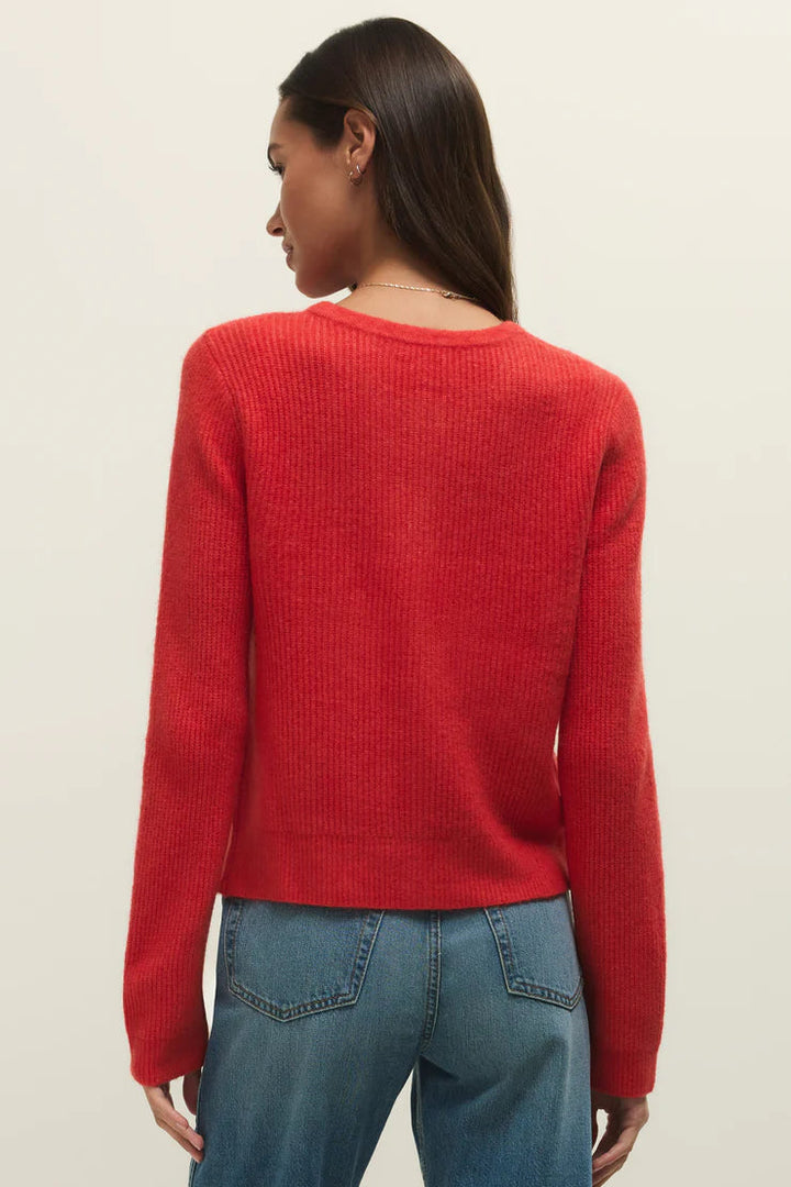 Medina Rib Cardigan - Red Lotus