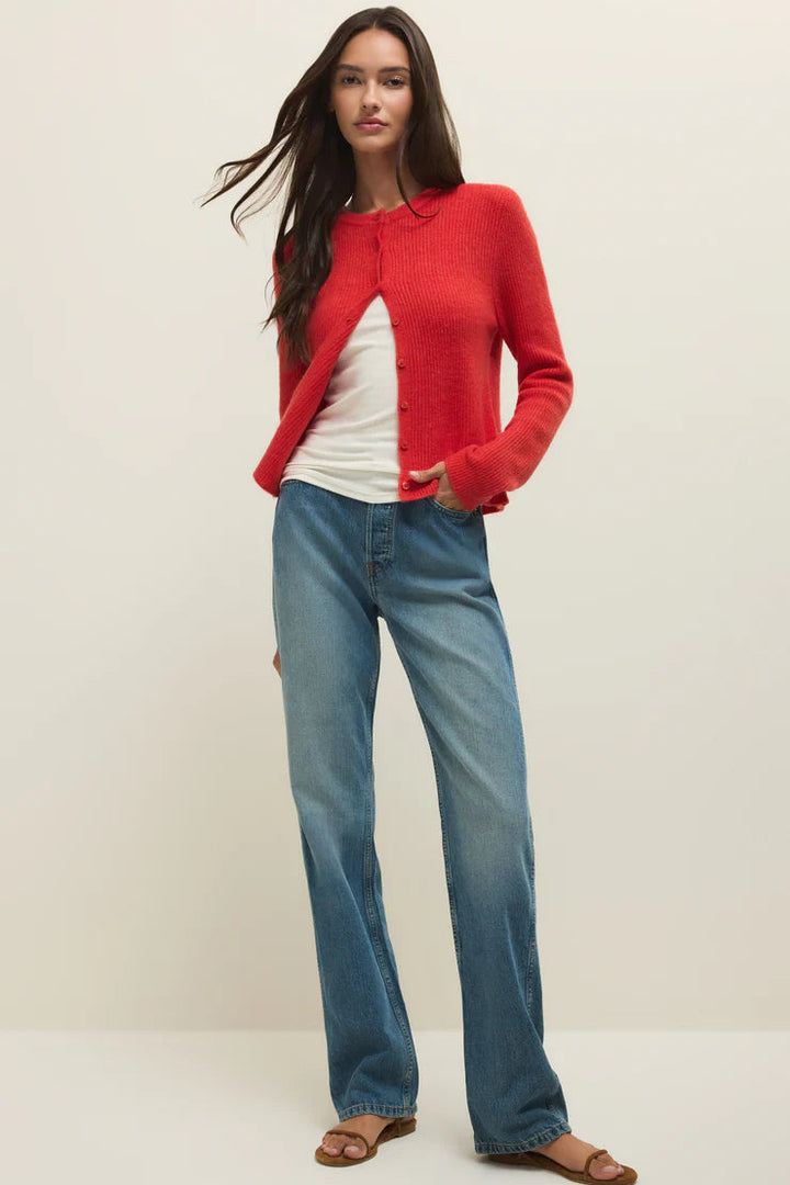 Medina Rib Cardigan - Red Lotus