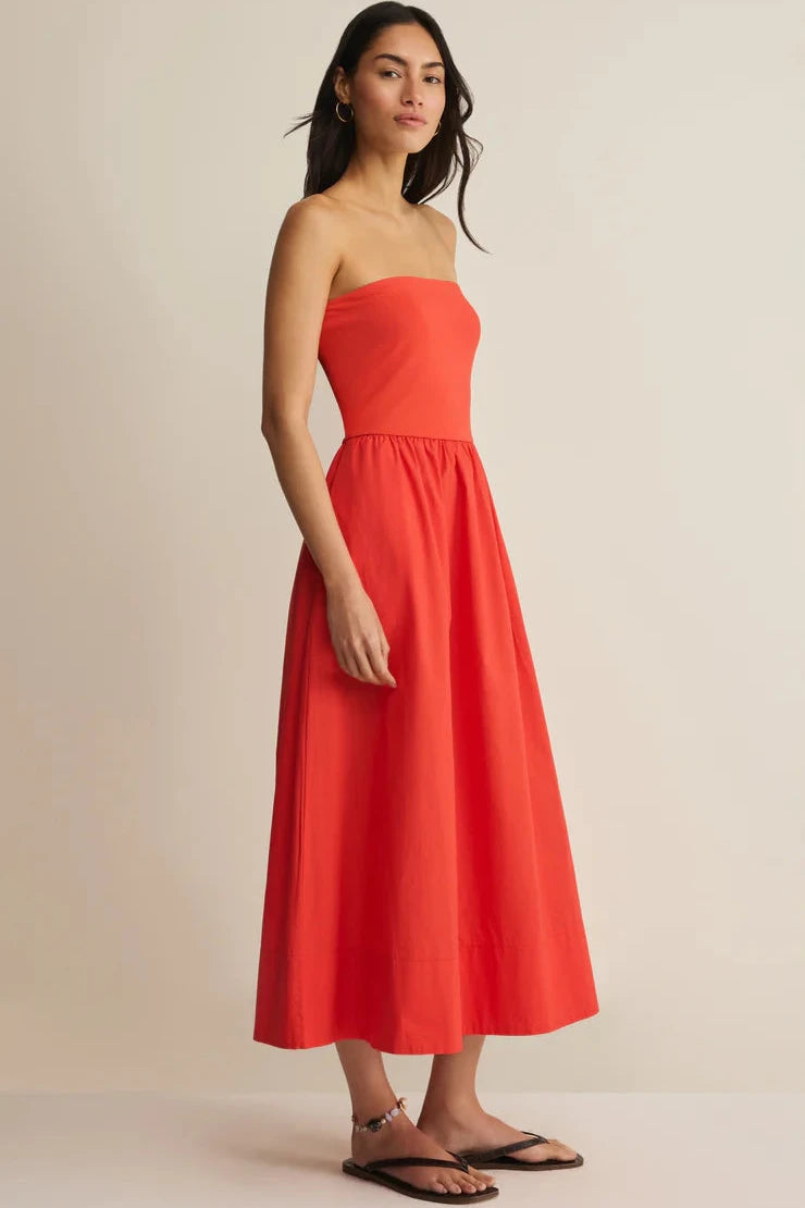 Sunsought Strapless Midi Dress - Lychee