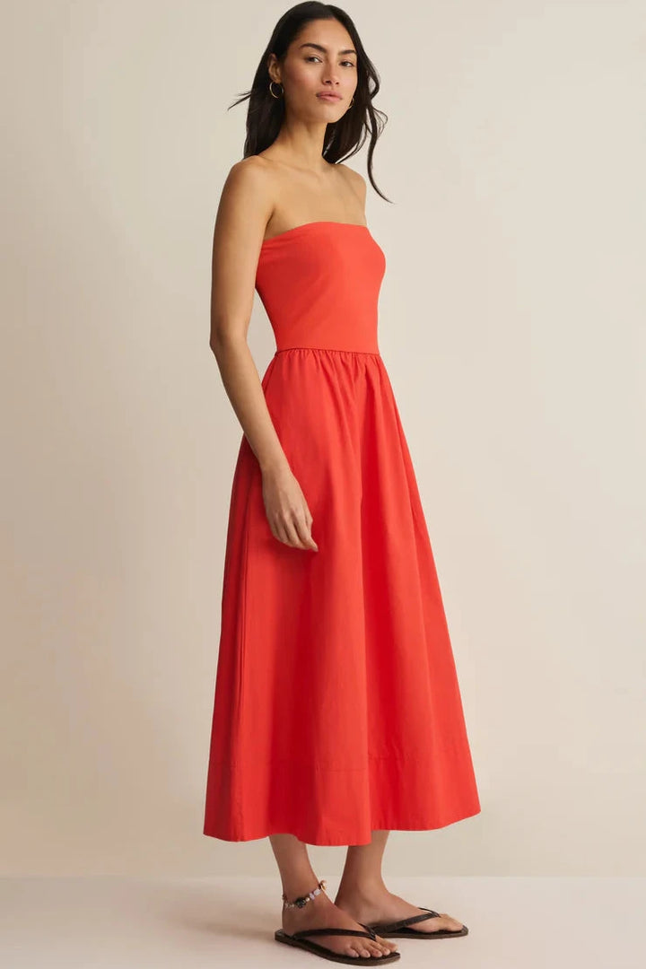 Sunsought Strapless Midi Dress - Lychee