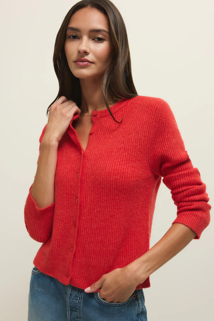 Medina Rib Cardigan - Red Lotus