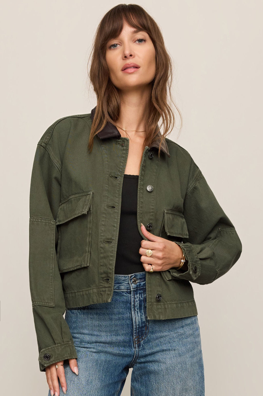 Rey Cropped Chore Jacket - Dusk Sage