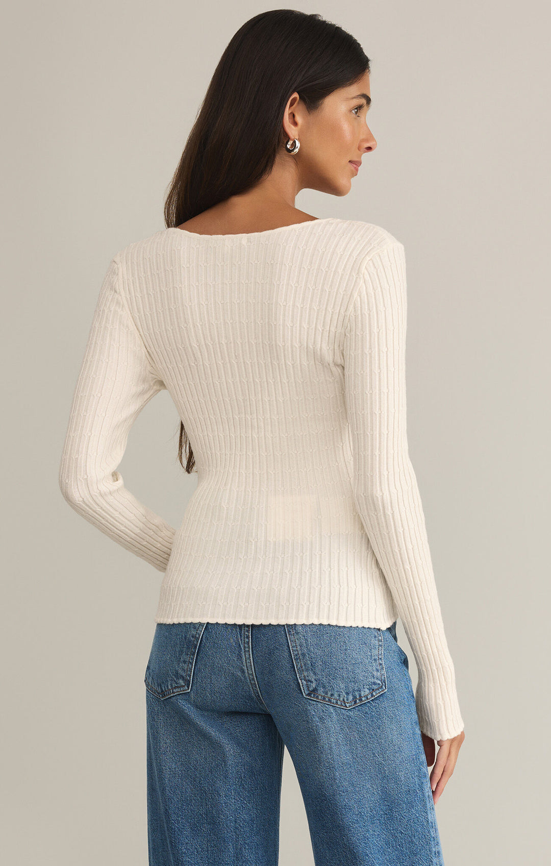 Emelie Button Up Sweater - Sea Salt