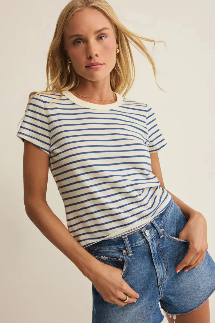 Junie Striped Tee - True Navy