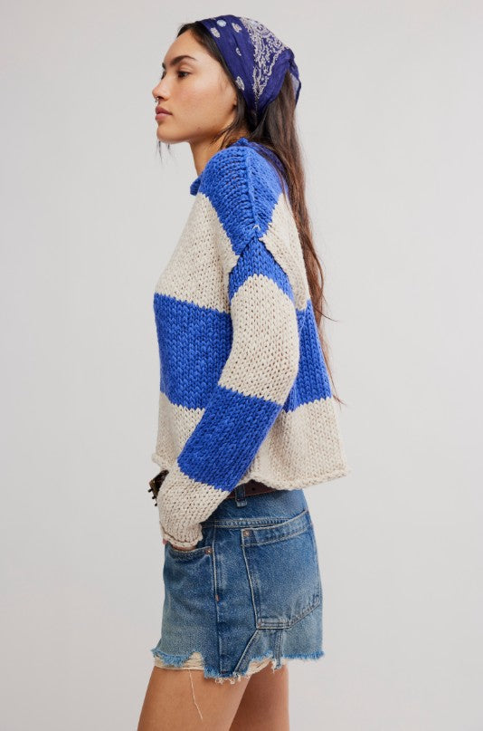 Opal Rugby Stripe Sweater - Cobalt