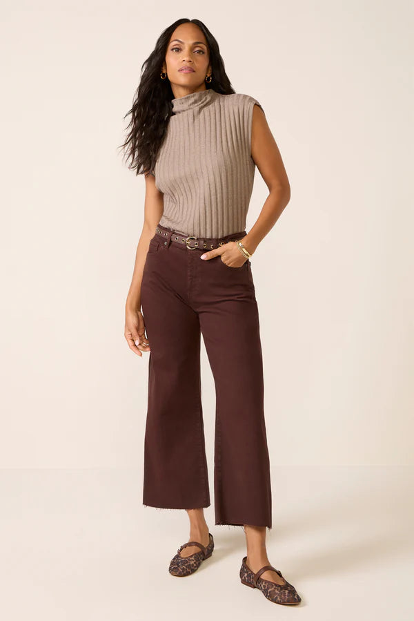 Saige Wide Leg Crop - Coffee Bean