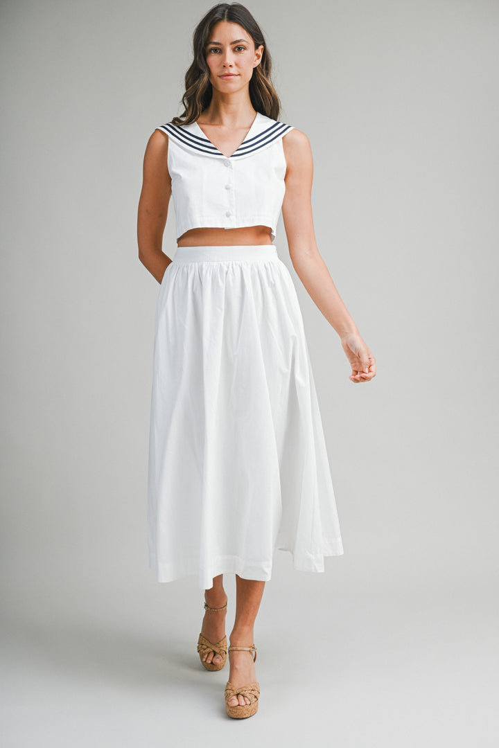 Maren Sailor Top And Midi Skirt Set