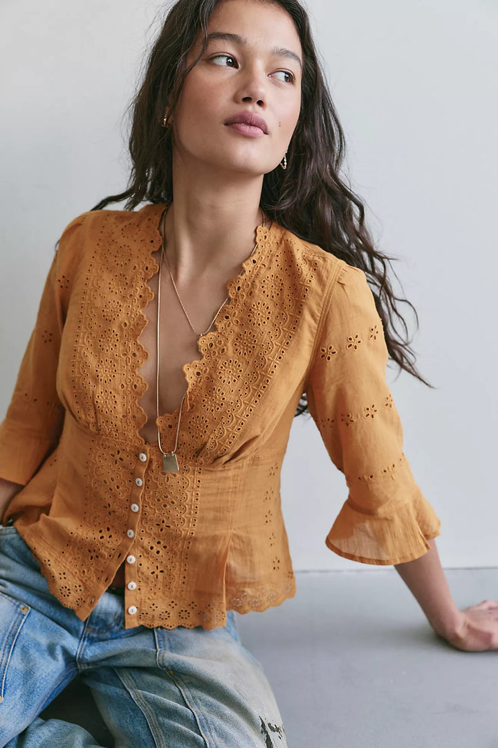 Salone Eyelet Top - Bronzer