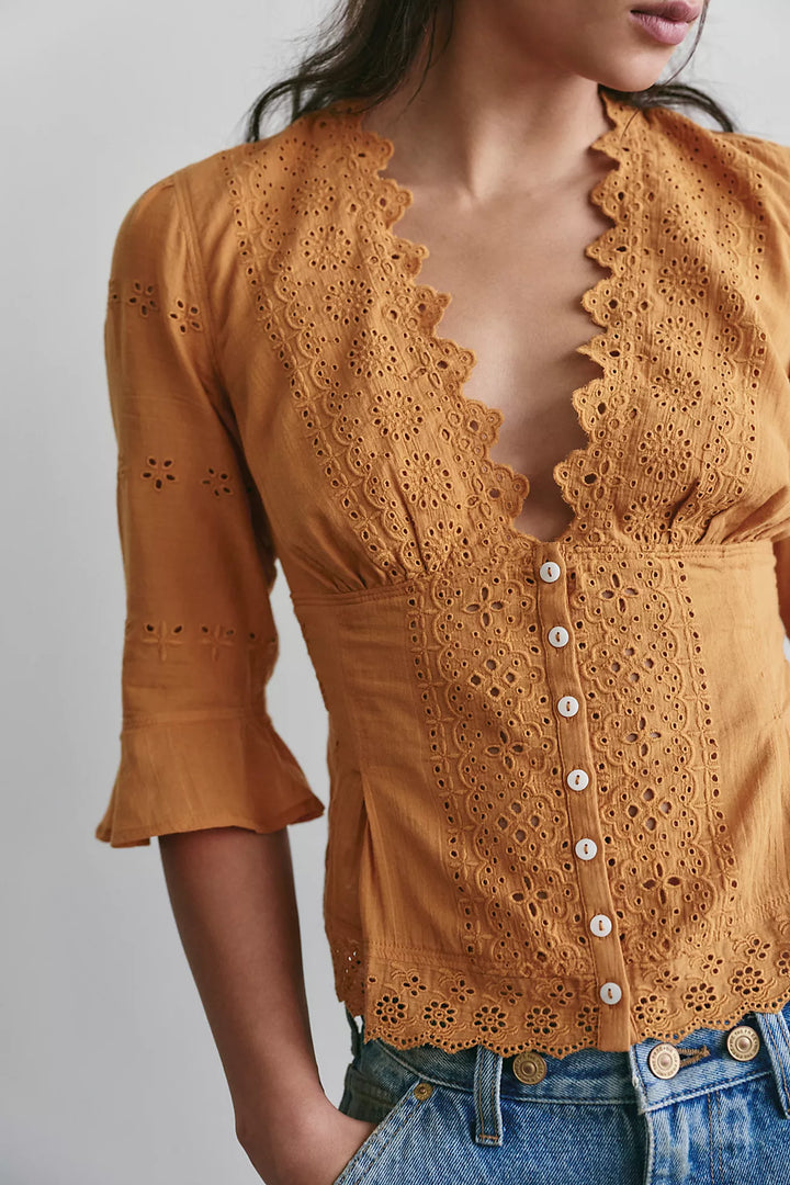 Salone Eyelet Top - Bronzer