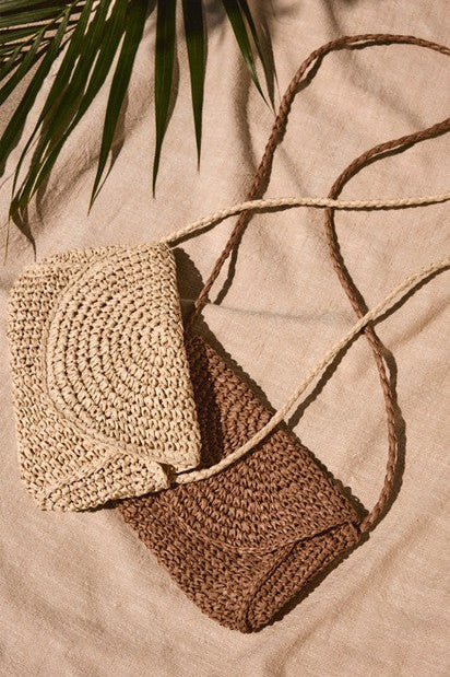 Sand Dollar Mini Straw Bag - Tobacco