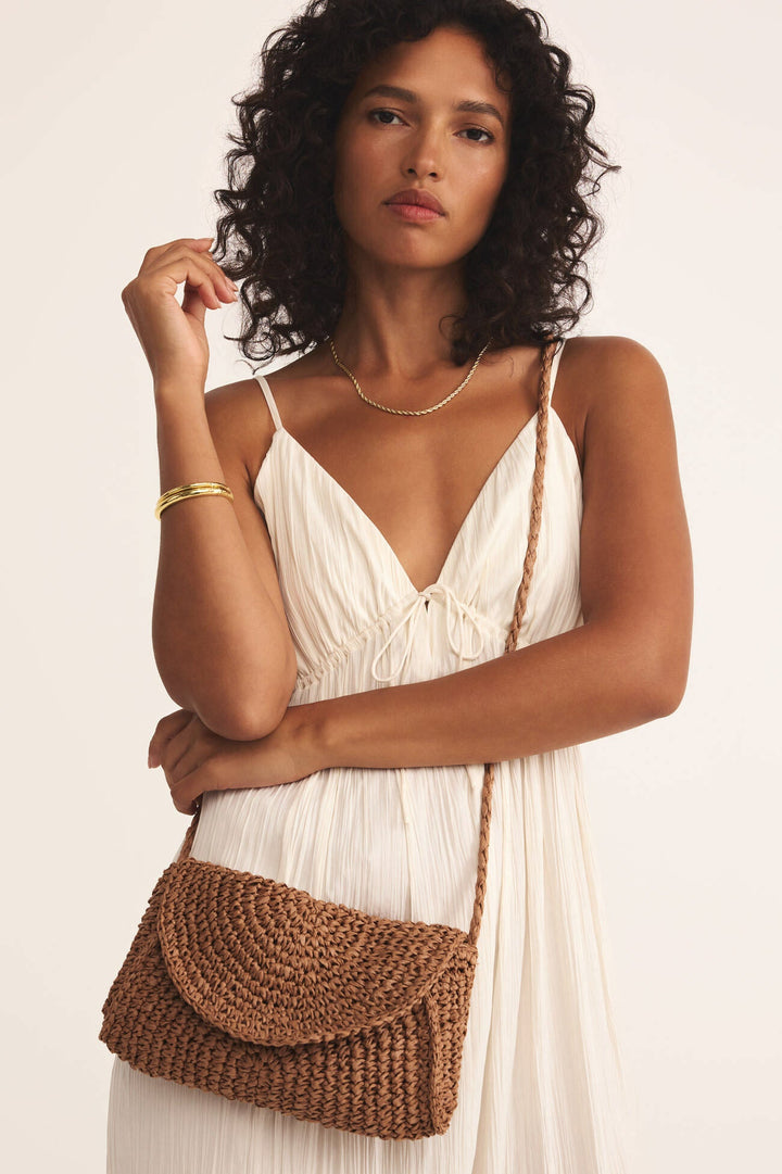 Sand Dollar Mini Straw Bag - Tobacco