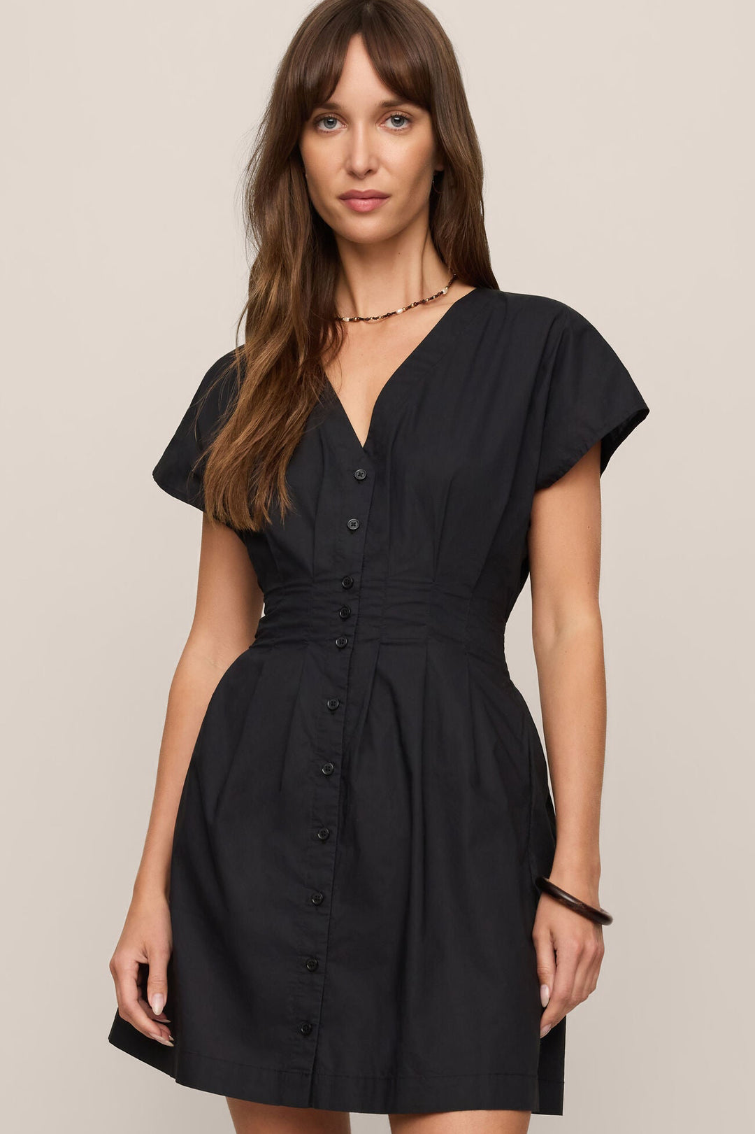 Z Supply Sanna black cotton poplin mini dress