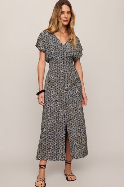 Z Supply Sanna Iris floral button-front midi dress in Eclipse