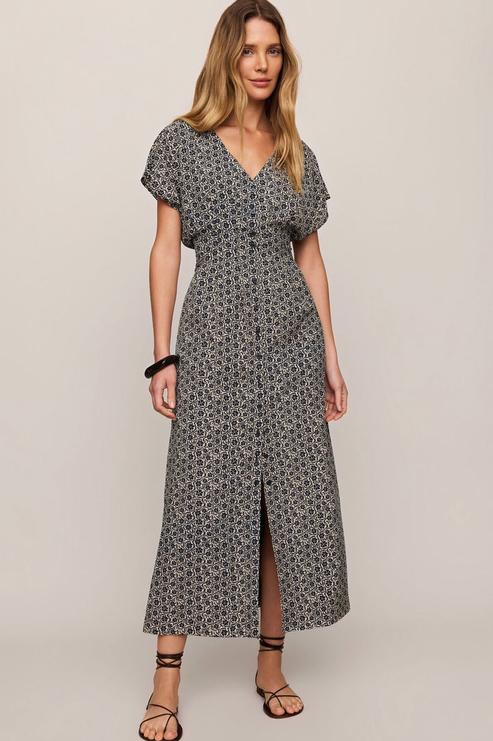 Z Supply Sanna Iris floral button-front midi dress in Eclipse