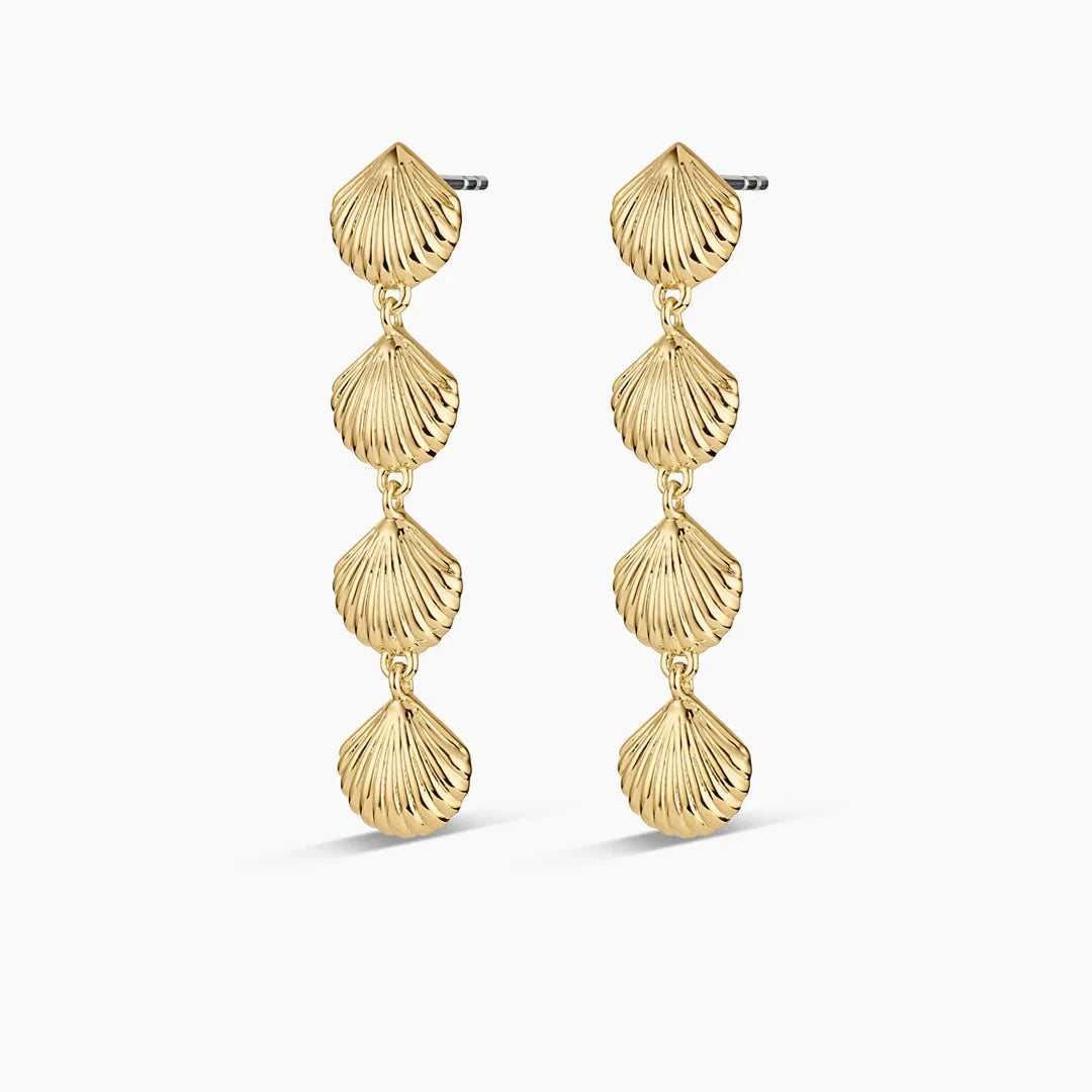 Scallop Mini Drop Earrings - Gold