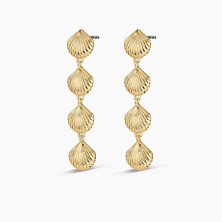 Scallop Mini Drop Earrings - Gold