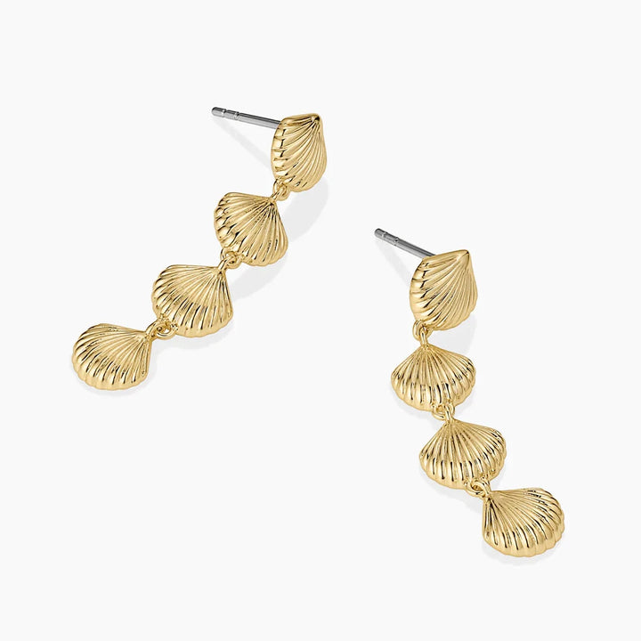 Scallop Mini Drop Earrings - Gold
