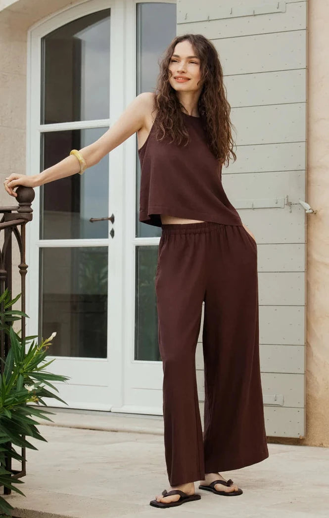 Scout Linen Pant - Chocolate Cherry