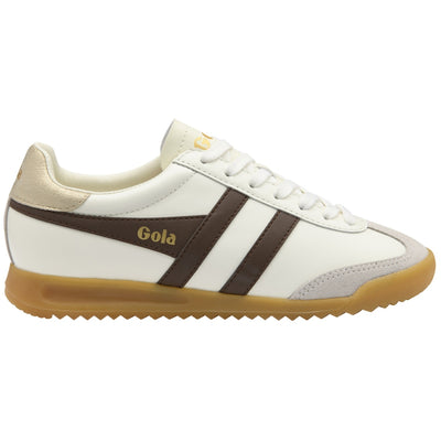Gola Torpedo Leather Sneaker in Off White and Dark Brown