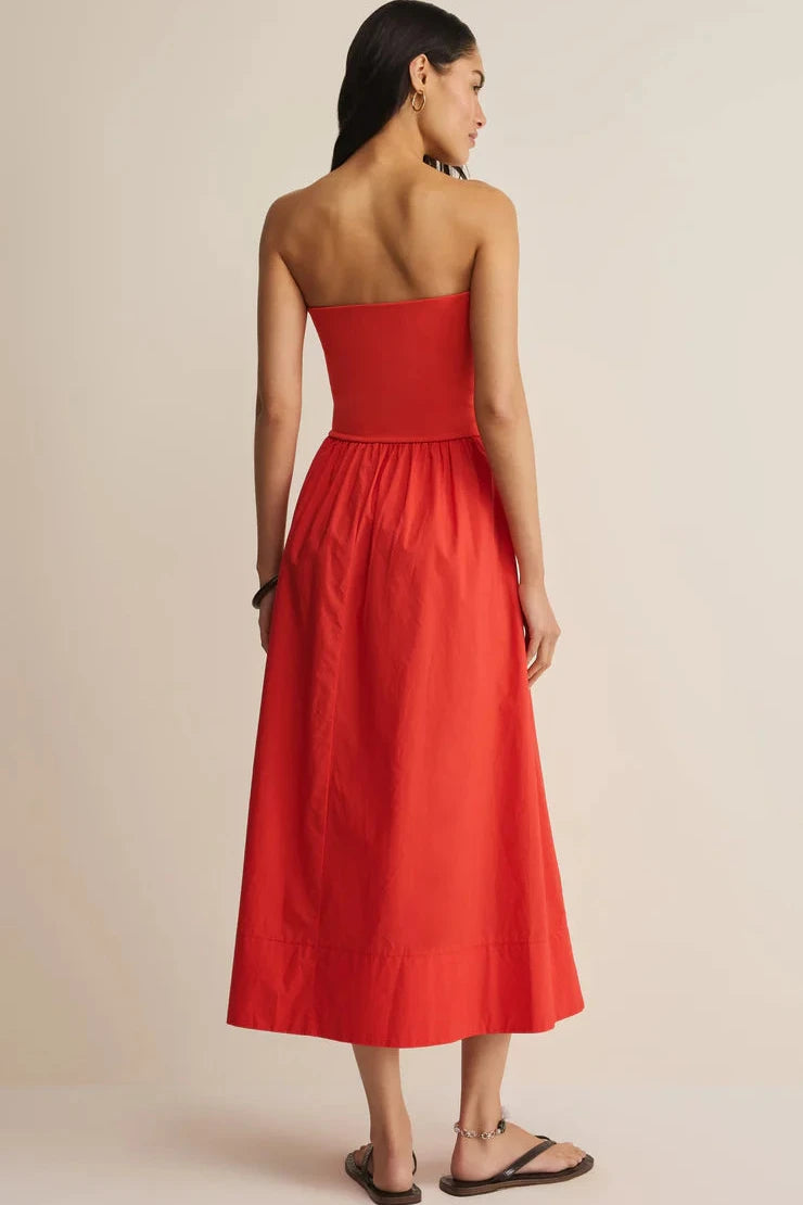 Sunsought Strapless Midi Dress - Lychee