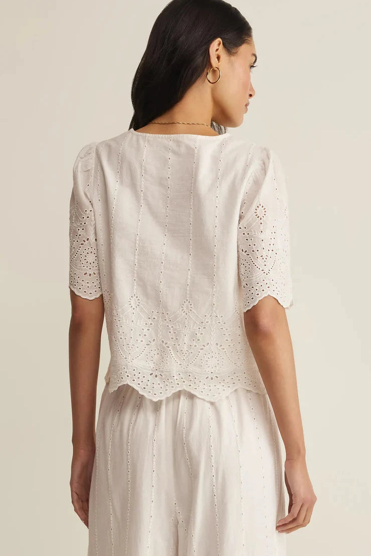 Oceanside Embroidered Top - White