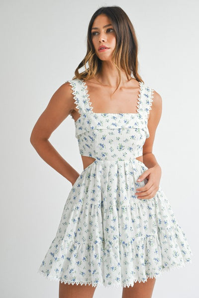 strapless open back dress Elodie Floral Tiered Mini Dress – Rivet Collective
