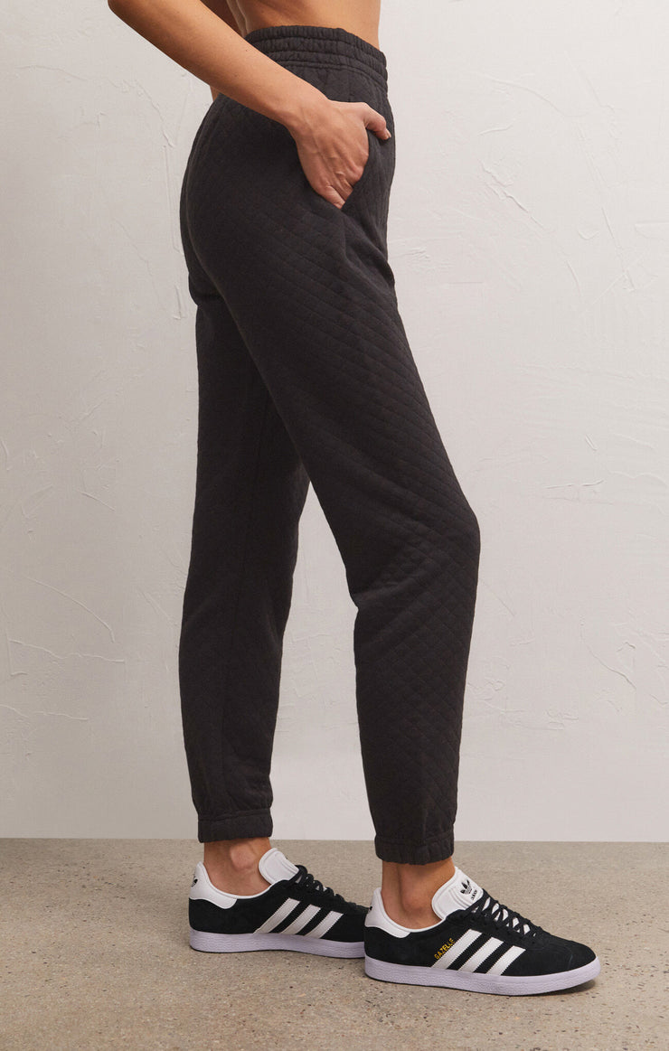 Slim Quilted Jogger - Black