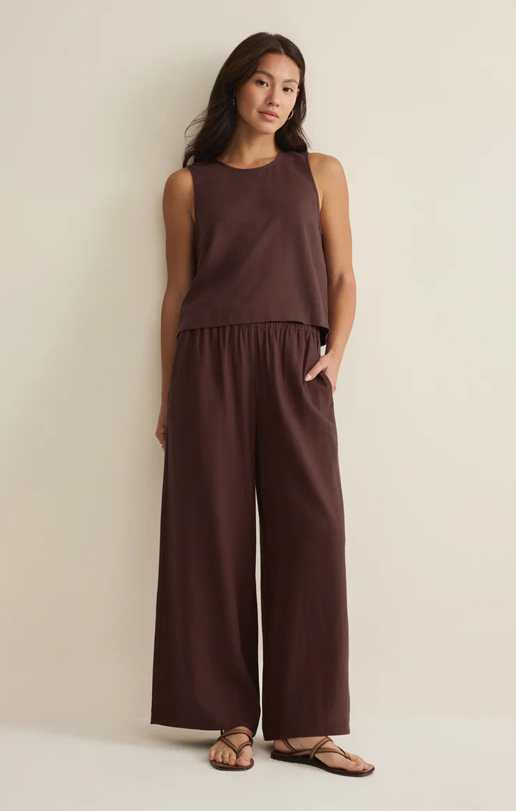 Sloane Linen Tank - Chocolate Cherry