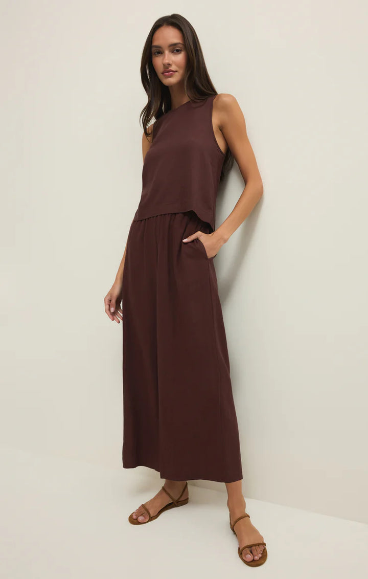 Sloane Linen Tank - Chocolate Cherry