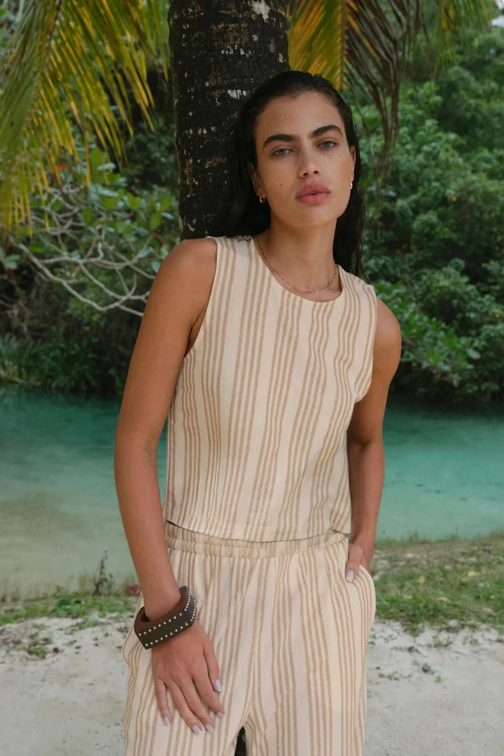 Sloane Knit Striped Tank - Cloud