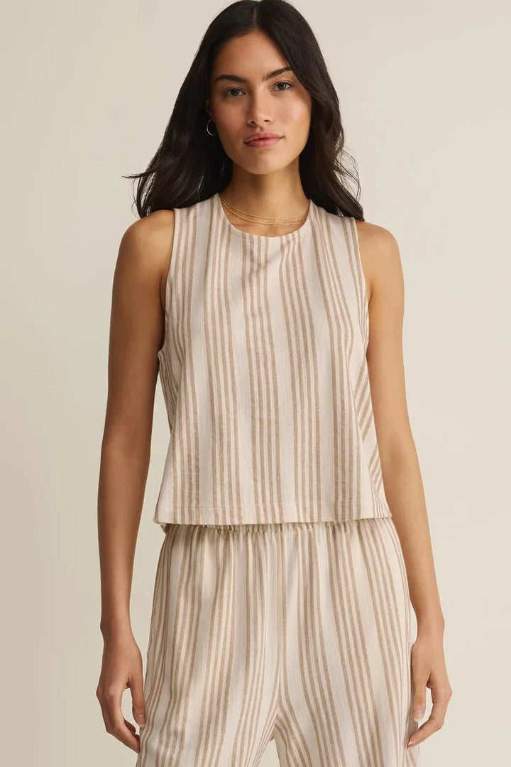 Sloane Knit Striped Tank - Cloud