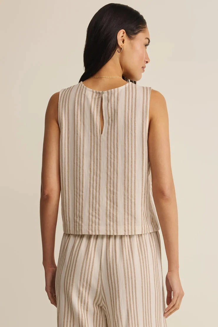 Sloane Knit Striped Tank - Cloud
