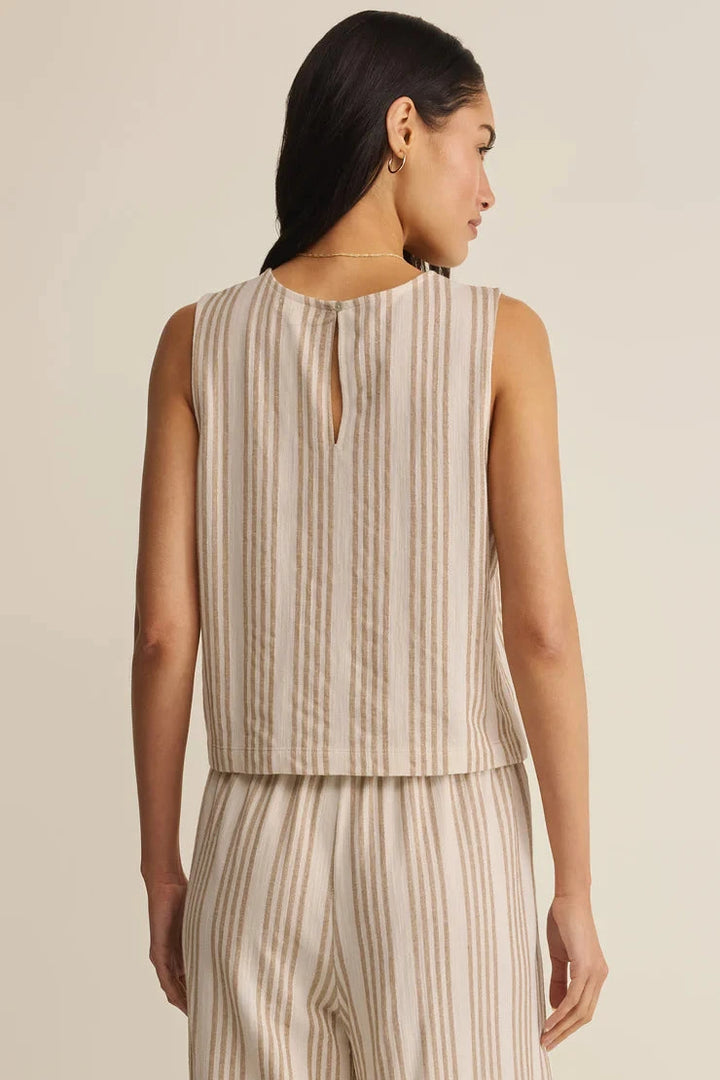 Sloane Knit Striped Tank - Cloud